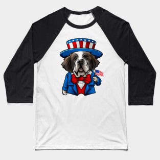 Fourth of July St Bernard Baseball T-Shirt